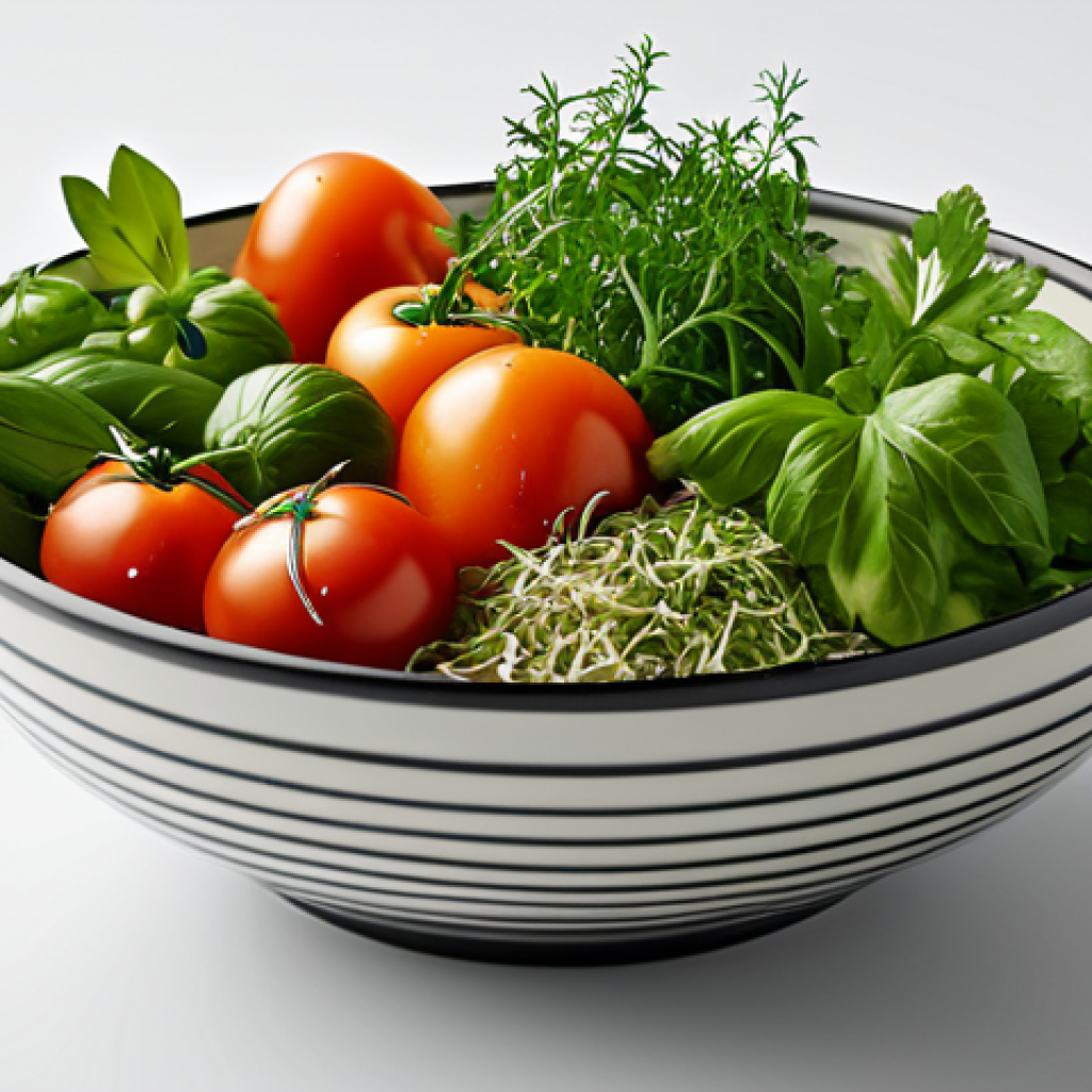 Prompt 1: Artful Vegetable Bowl with Fresh Herbs**