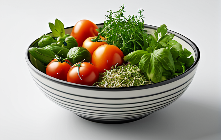 Prompt 1: Artful Vegetable Bowl with Fresh Herbs**