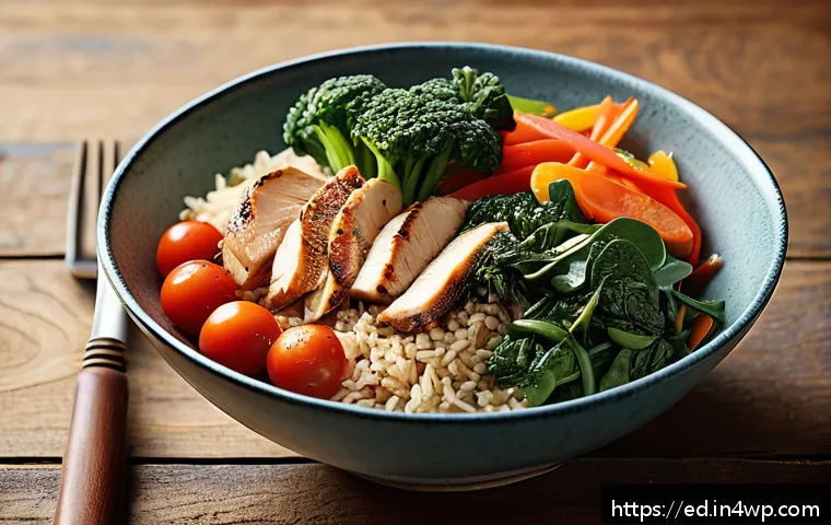 채소 중심 한 그릇 식사로 면역력 강화하기 - A vibrant, colorful bowl of mixed fresh vegetables featuring broccoli, spinach, tomatoes, carrots, a...
